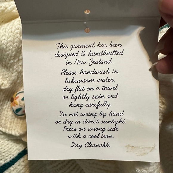 BONZO Wool Cardigan Sweater Hand Made New Zealand Sunflower Floral Button Front - Picture 11 of 12